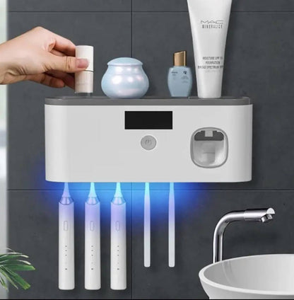 Electric toothbrush UV sterilizerilizarion dispenser