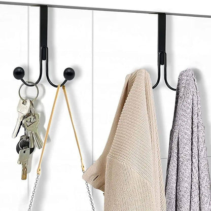 Over The Door Double Hanger Hooks Free Punching For Hanging Hats Bags