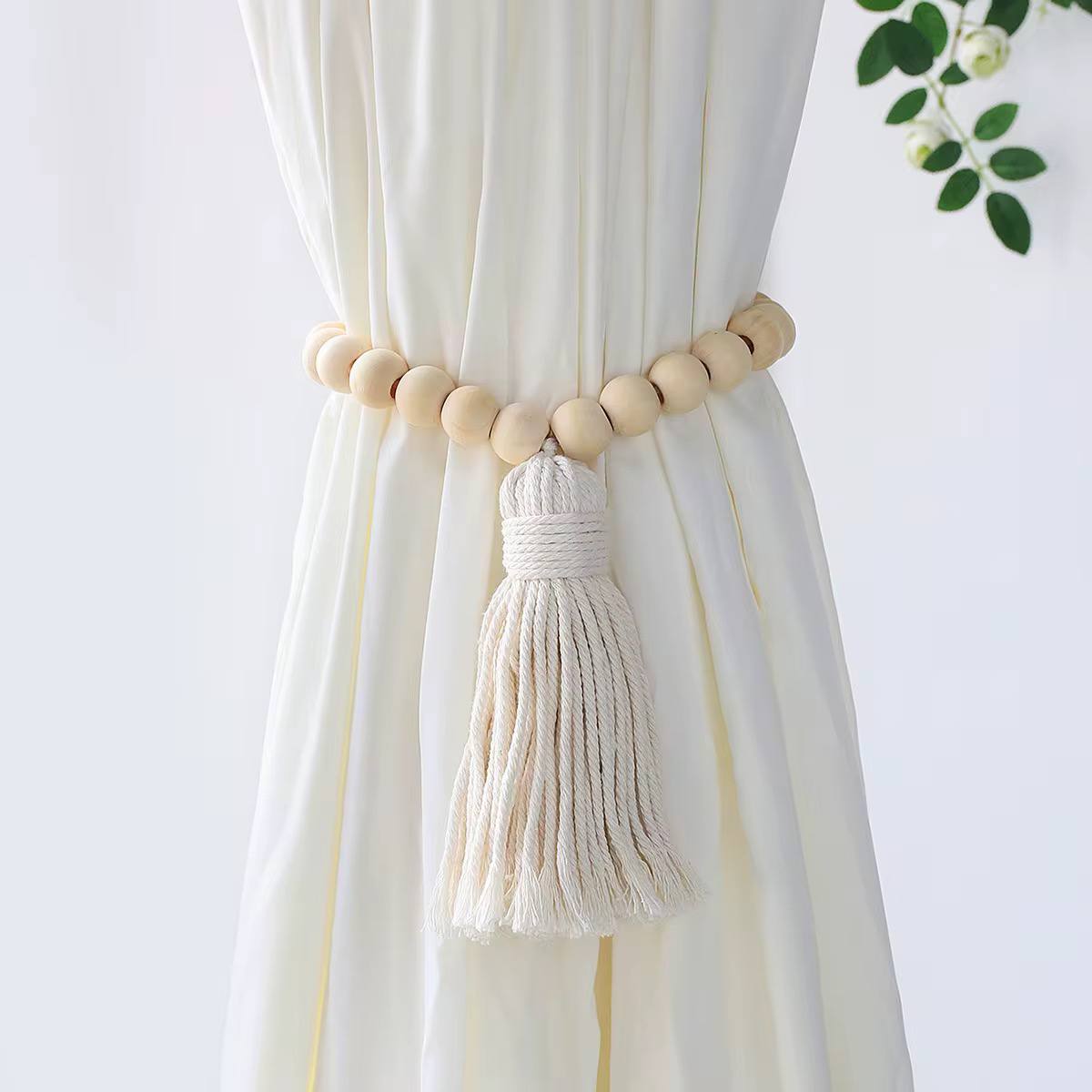Macrame Curtain Tiebacks Wooden Beads Home Decoration Accessories Decorative Curtain Rope  Aurtain Accessories Boho Home Decor
