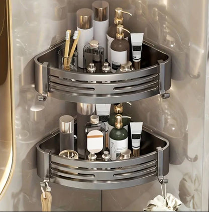 2pcs Corner Aluminum wall mounted Bathroom Shelf Set