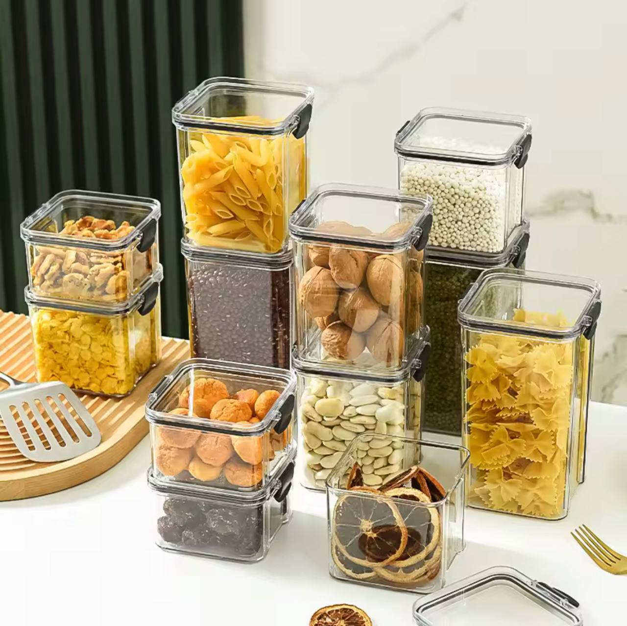 8pcs Airtight Transparent Acrylic Cereal Food/Pantry Storage Containers