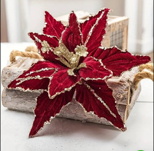 Artificial Flowers  Christmas Flower Pendant New Simulation Pattern Diy Red Multi Layered Christmas Tree Decoration