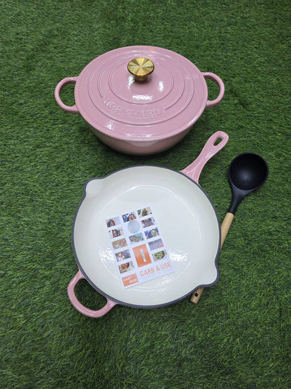 3 pcs Set Enamel Cast iron cooking pots