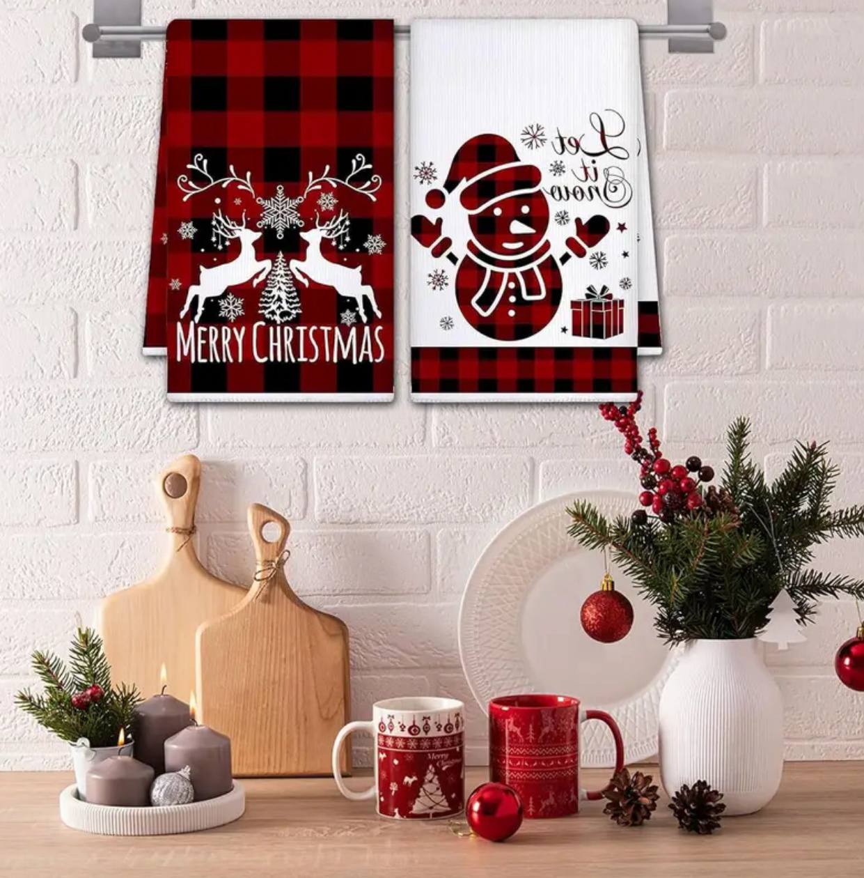 Christmas themed kitchen towels 3pc
