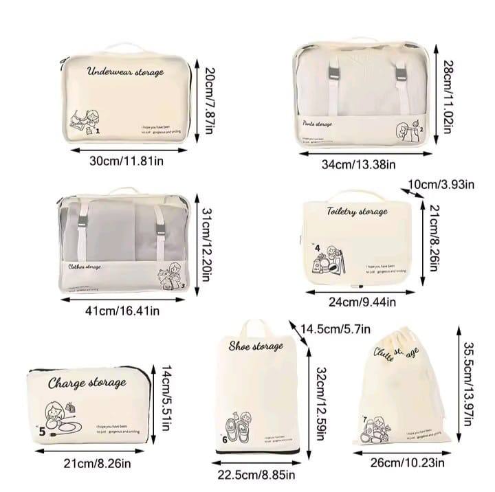 7pcs Luggage Travel Organizers For Suitcase