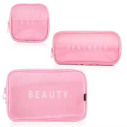 3pc neatness ,beauty and etc Portable Mesh Personal Hygiene Bag