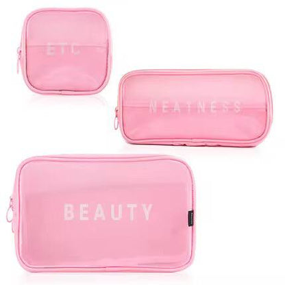 3pc neatness ,beauty and etc Portable Mesh Personal Hygiene Bag