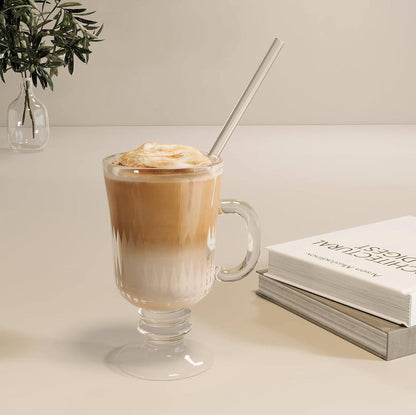 6 pcs Clear High Borosilicate Glass straw set with 1 pc Cleaning Brush..