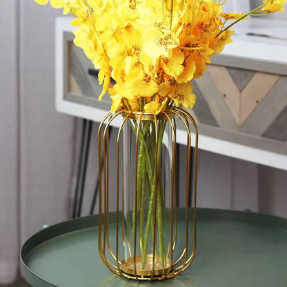 Modern Nordic luxury home decor contemporary metal bird cage shape flower glass vase