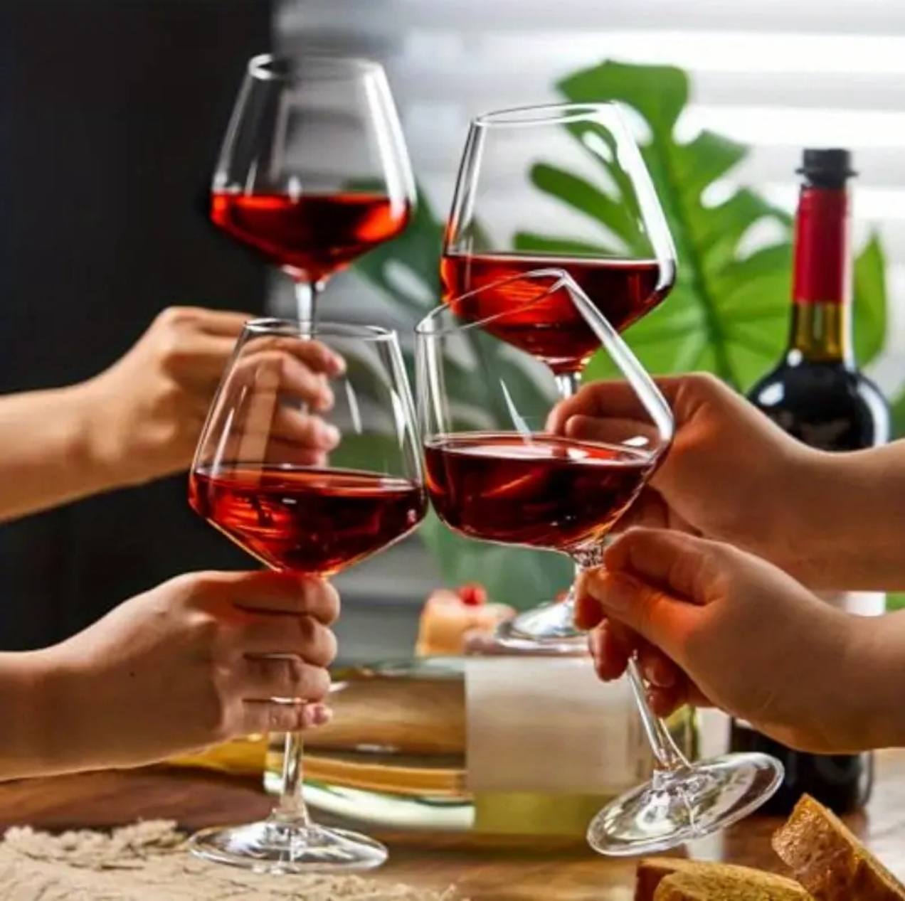 Elegant Burgundy Crystal Wine glass 6pc
