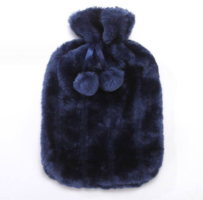 Hot Water Bottle with Faux Fur Fleece Cover