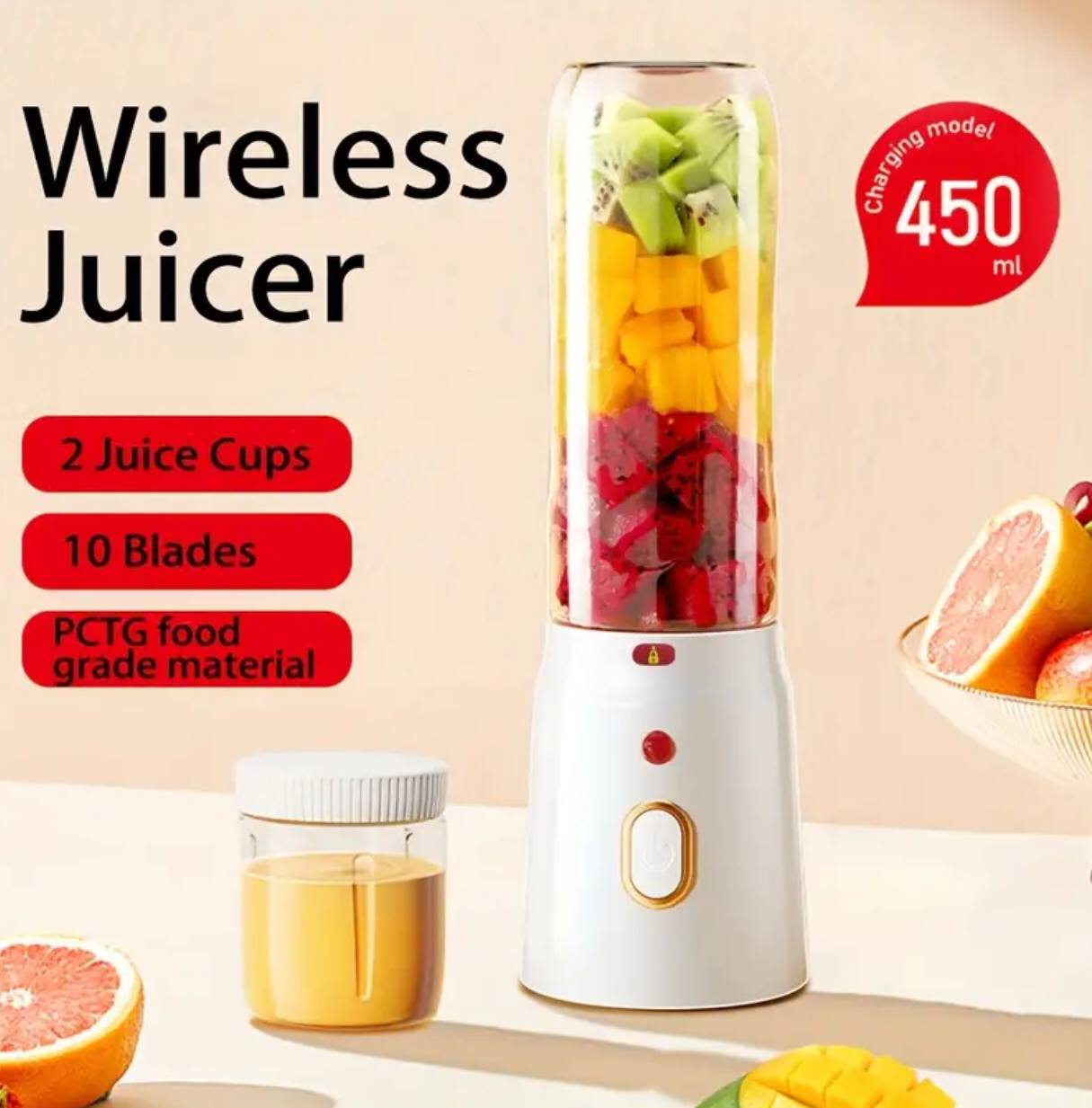 RECHARGEABLE 2 IN 1 PORTABLE BLENDER WITH JUICER CUP