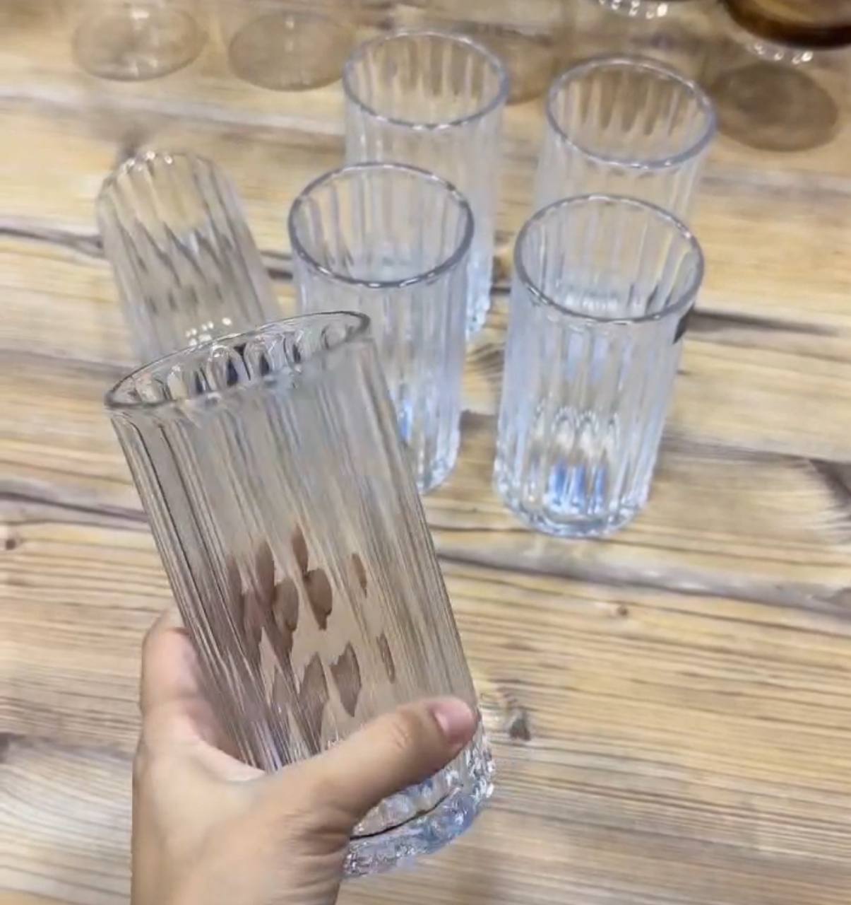 Ribbed Aesthetic Highball Crystal  Glassware 6pc