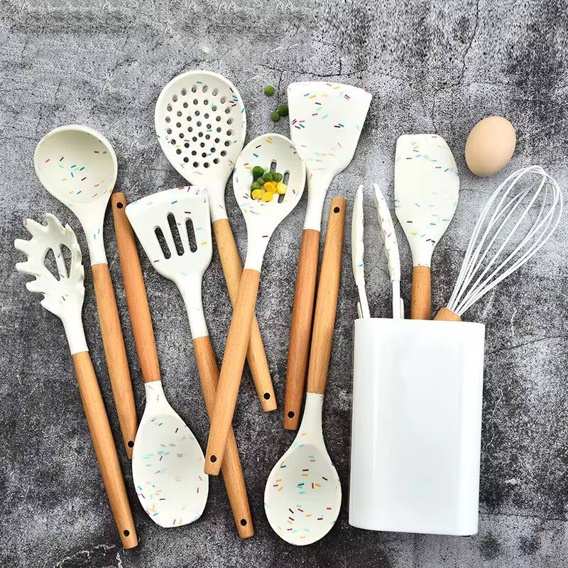 Unique white marble silicone spoon set