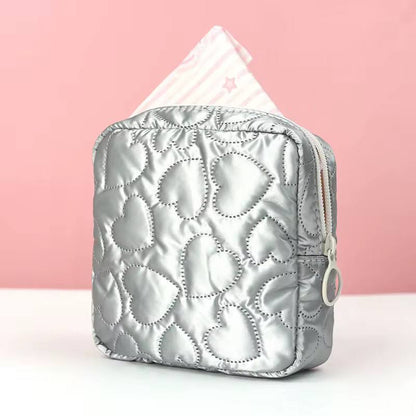 New Candy Color Square Glossy Cosmetic Bag Makeup Bag Pouch Portable PU Waterproof Storage Bag Women Sanitary Napkin Organizer