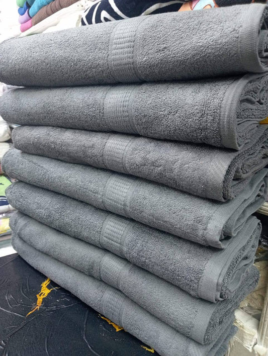 Grey plain cotton large towels