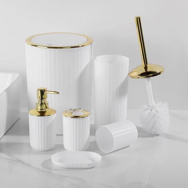 6 in luxury bathroom accessories set with bamboo lid