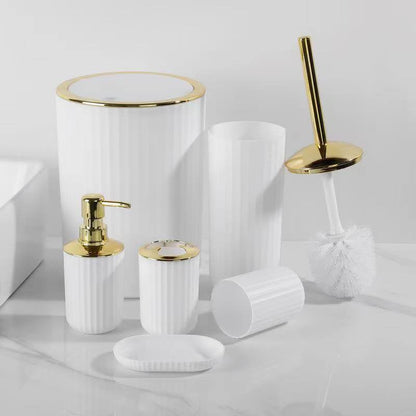 6 in luxury bathroom accessories set with bamboo lid