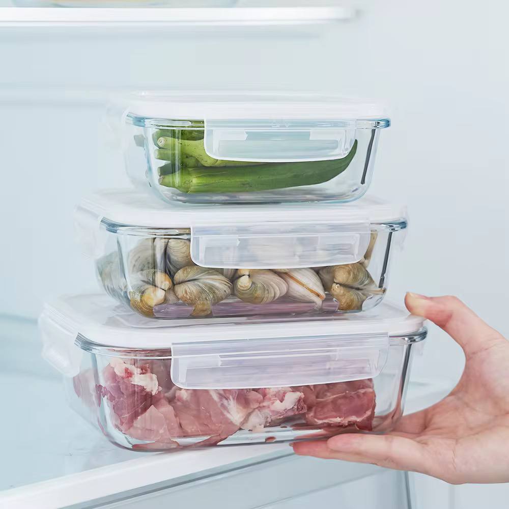 Airtight freezer safe glass storage containers