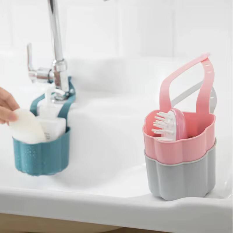Kitchen Sink Drainer Basket Soap Sponge Holder