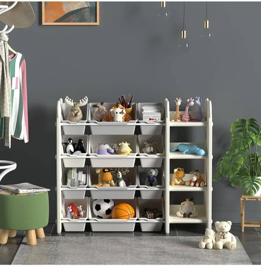 Kids Space Toy Storage Organizer with *10* Removable Plastic Bins,