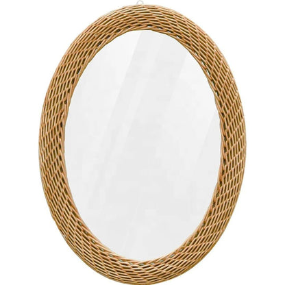 Modern Oval Rattan  Bamboo Decorative Mirror