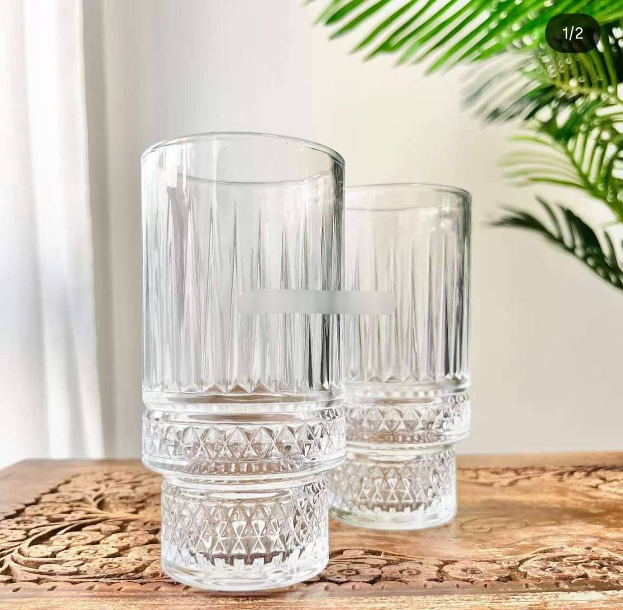 Unique Ribbed Aesthetic Highball Glass 6pc