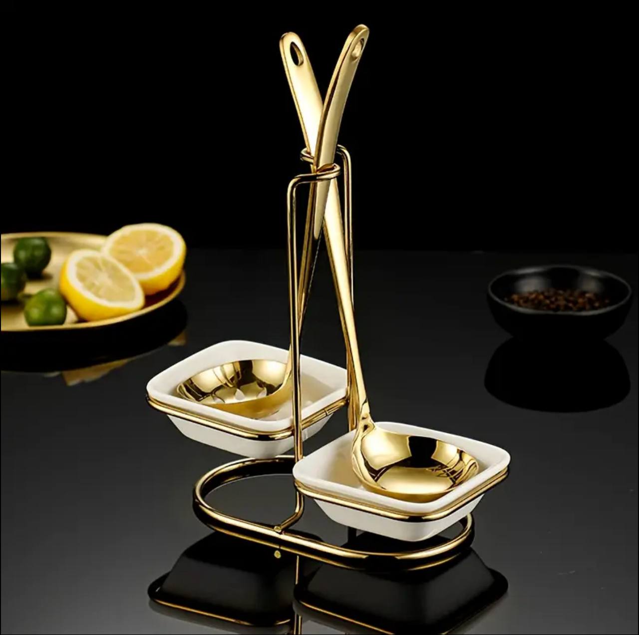 Double Ceramic serving spoon holder