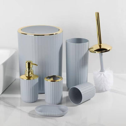 6 in luxury bathroom accessories set with bamboo lid