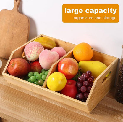 Bamboo pantry organizer/storage bin with removable divider