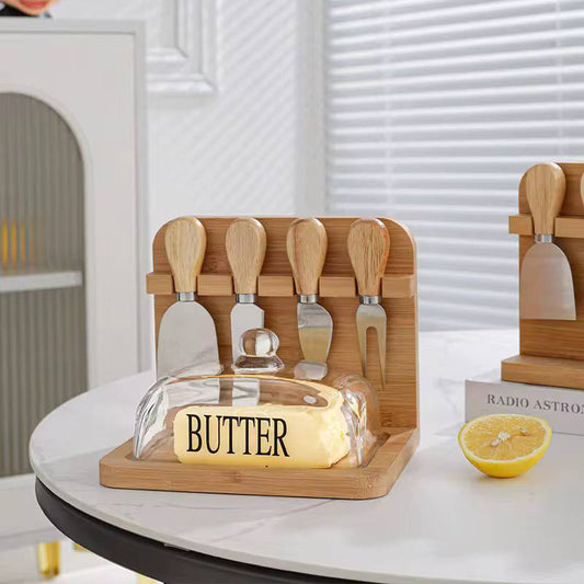 Butter Tray Set with Built-in Knives