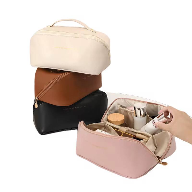 Large Cosmetic Bag For Women Pu Leather Make Up Pouch Portable Washbag Travel Toiletries Organizer Storage Luxury Brand Hangbag