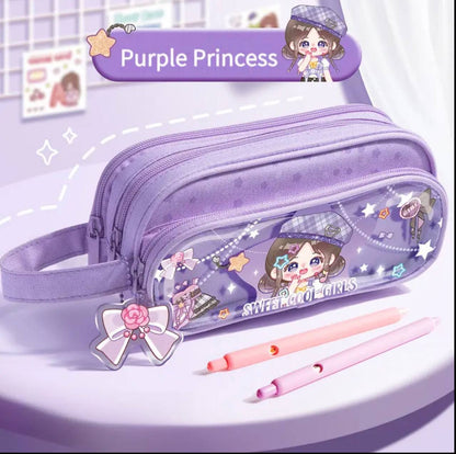 LARGE CAPACITY 3 LAYER PORTABLE PENCIL POUCH / PENCIL CASE