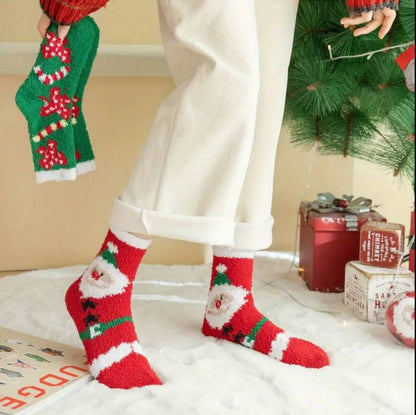 CORAL FLEECE CUTE CHRISTMAS SOCKS