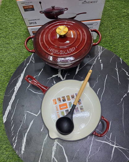 3 pcs Set Enamel Cast iron cooking pots