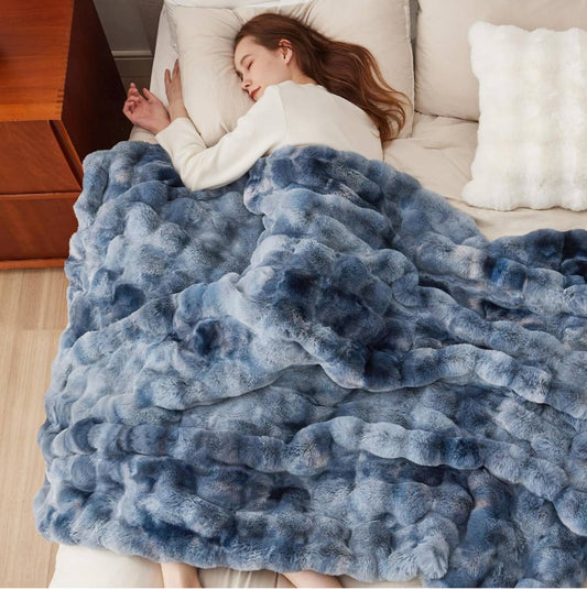 Soft Bubble Winter Throw Blanket Tie Dye Minky Blanket