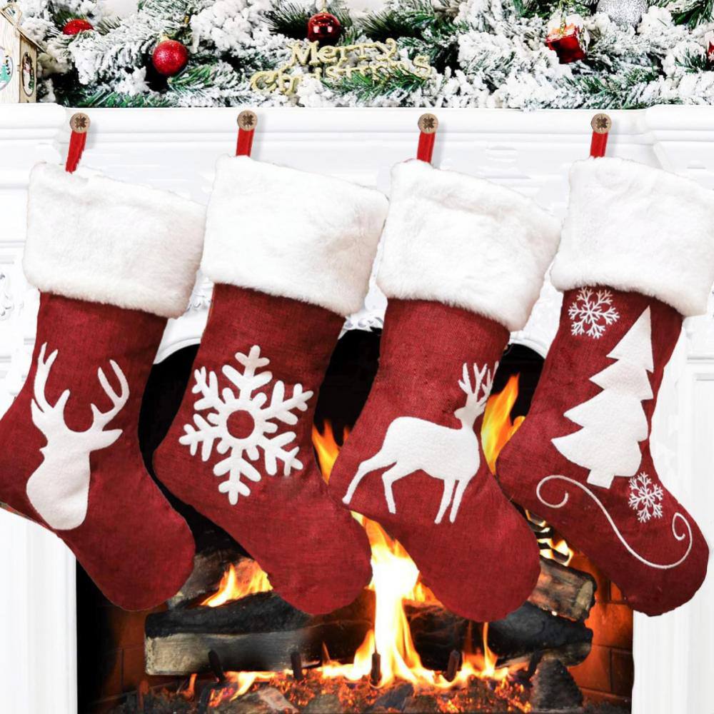 Large Christmas Stocking Socks Decorations For Home Christmas Ornament