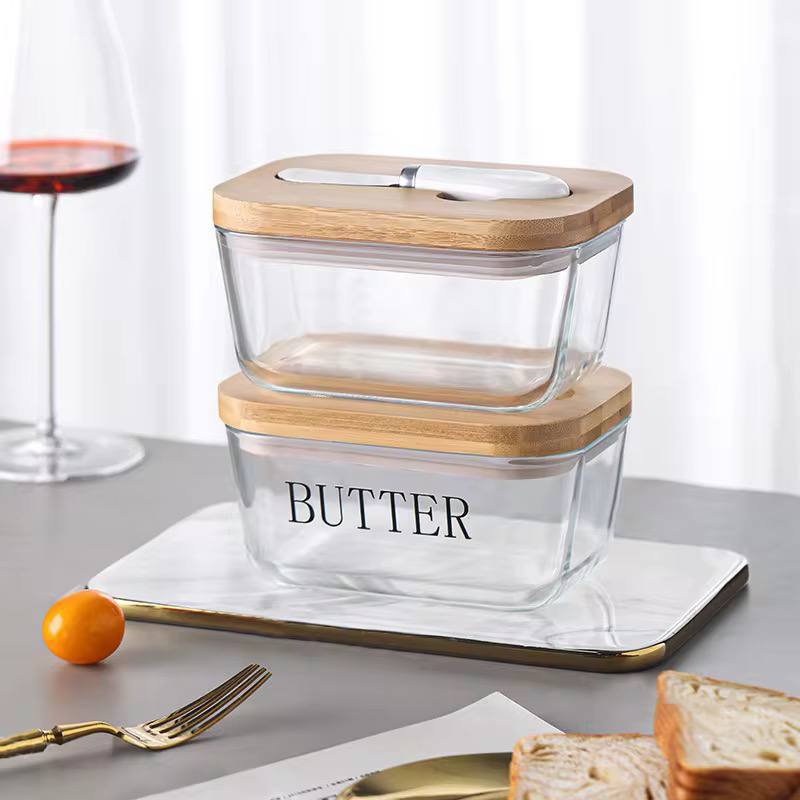 transparent Glass butter dish
