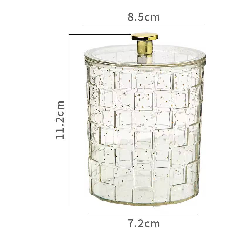 New PET Cosmetic Cotton Box Dustproof ABS Crystal Organizer Transparent Light Luxury Storage Box