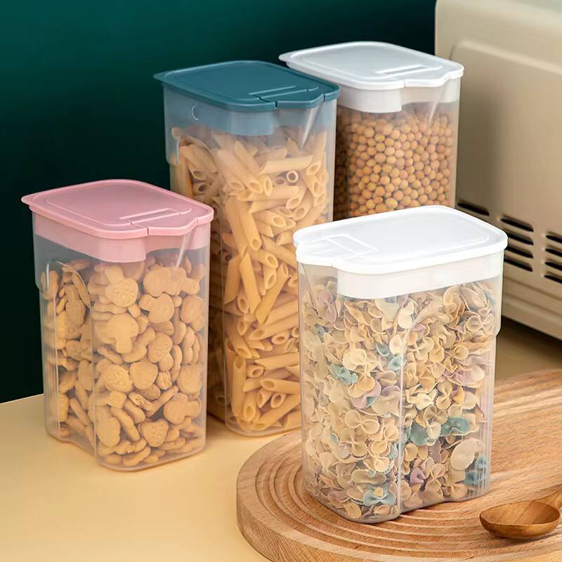 Kitchen Transparent Sealed Jar Plastic Household Cereals Grains Storage Box Hermetic Cans Organizer Bulk Classified Container