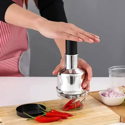 Hand pressure onion chopper