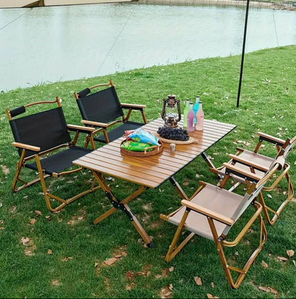 Foldable Camping Picnic Table With 4 chairs and storage box