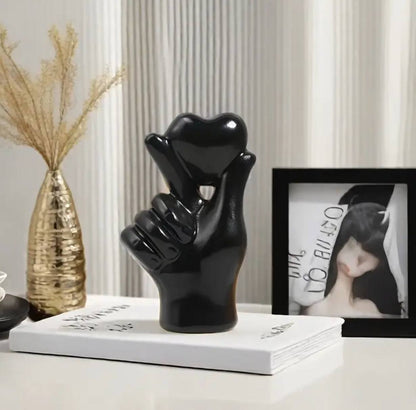 Heart hand gesture decor statue