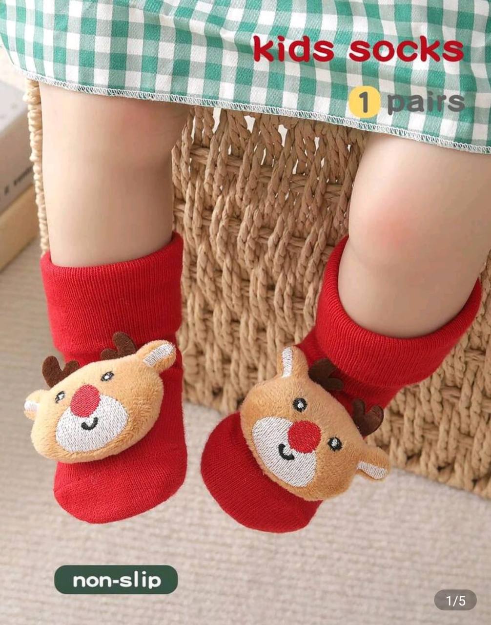 Baby Christmas Socks Santa Cartoon Doll themed one pair