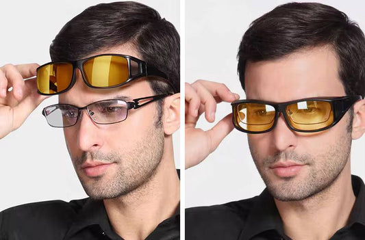 2pcs set dark & coloured Anti glare night vision driver Goggles.