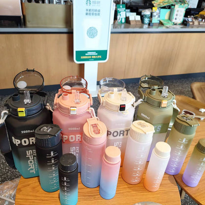 High quality hexagonal Sports 3in1 multi - colour motivation water bottle.