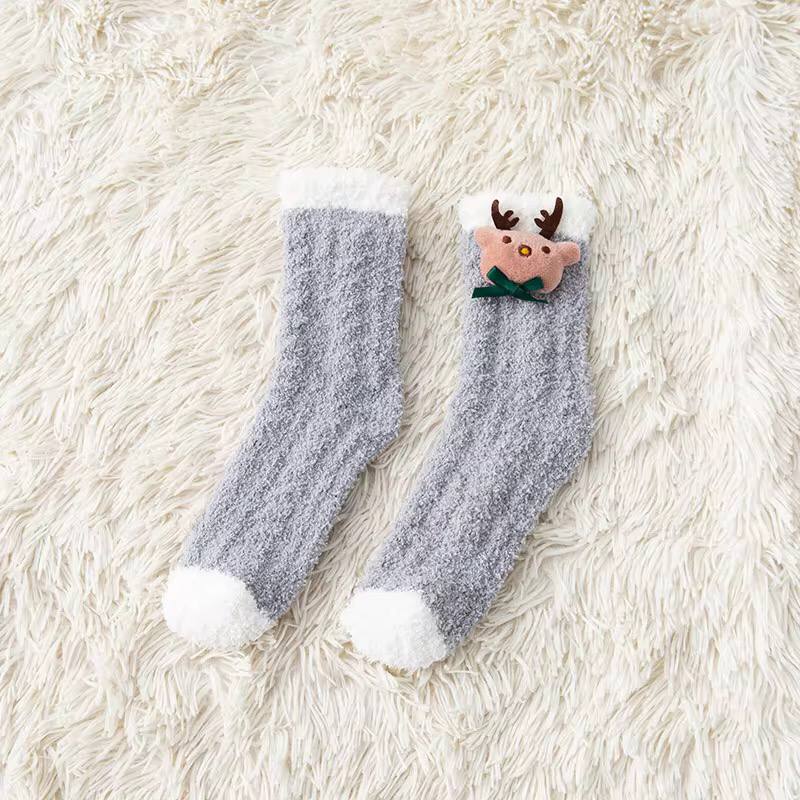 Winter Cute Fluffy Comfortable Breathable Sleeping Coral Fleece Socks