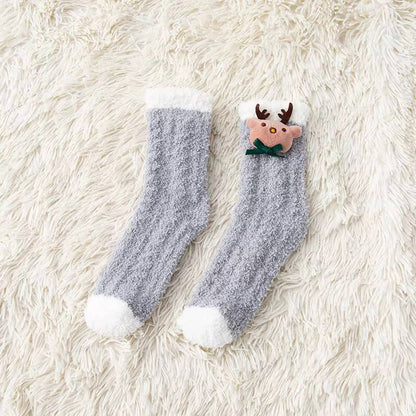 Winter Cute Fluffy Comfortable Breathable Sleeping Coral Fleece Socks