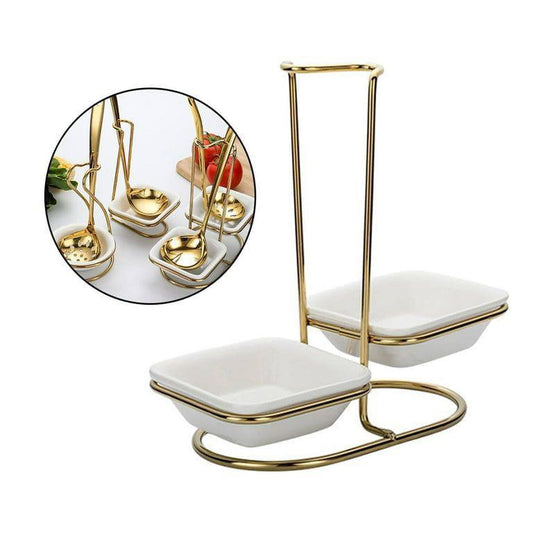 Double Ceramic serving spoon holder