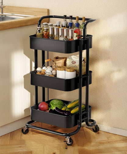 Multi-functional movable trolley storage rack( full metallic)